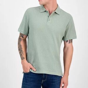 Sun + Stone Men's Green Textured Polo Shirt